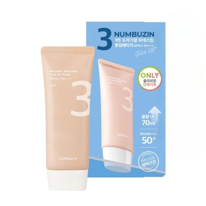 numbuz:n No.3 Base de porcelana-skip Tone Up Beige SPF50+ PA++++ 70 ml