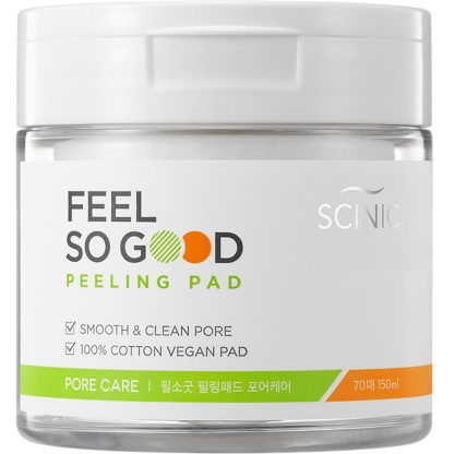 Almohadilla exfoliante Feel So Good de Scinic para el cuidado de los poros, 70 unidades