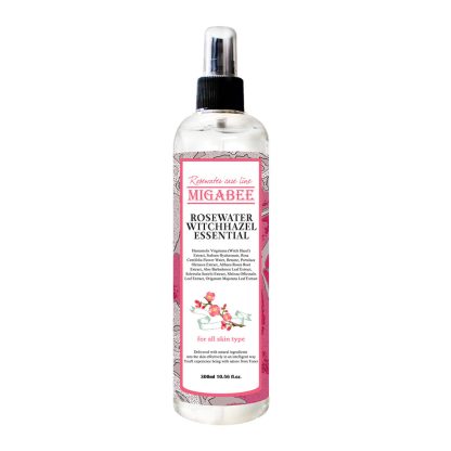 Tónico esencial para la piel con agua de rosas y hamamelis de Migabi, 300 ml