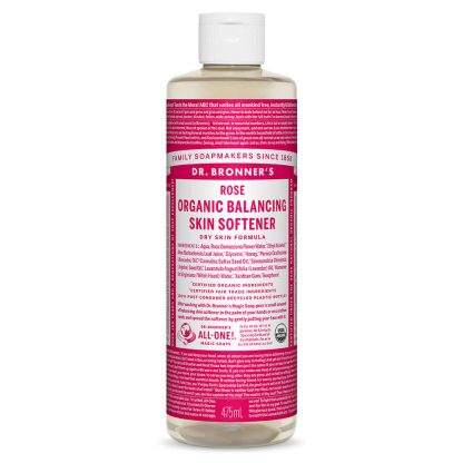 Suavizante de piel equilibrante con rosas del Dr. Bronner, 475 ml