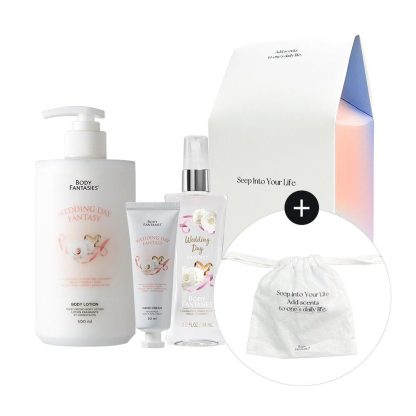 BODY FANTASIES Set Regalo (Loción 500mL+Crema de Manos 50mL+Bruma 94mL+Bolsa_) Almizcle Blanco